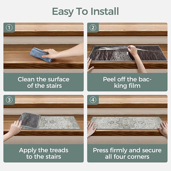 Non Slip Stair Treads for Wooden Steps 15PCS - 9"x30" Indoor Safety Carpet, Edging Mats with TPE Adhesive Backing, Pet and Elderly Friendly Stair Rugs (Taupe)