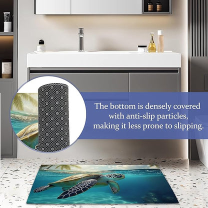 Sea Turtle Door Mats Indoor,Summer Ocean Front Door Mat Non-Slip Low Profile Welcome Mat for Outdoor Entrance Indoor Rug Mat Home Patio, Porch, Hallways Floor 30 x 17 Inch