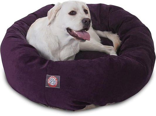 Majestic Pet Villa 40 Inch Shredded Memory Foam Dog Bed for Large Sized Dog 40x29x9 Inch–Orthopedic Pet Bed with Removable Washable Cover-Washable Large Puppy Mat with Head Support-Aubergine