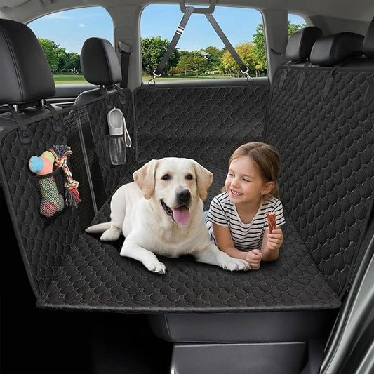 Victoper Back Seat Extender for Dogs, Dog Car Seat Cover with Detachable Hard Bottom Holds 440 LB, 600D Heavy Dog Seat Cover with 2 Seatbelts, 100% Waterproof Backseat Extender for Sedan SUV Truck