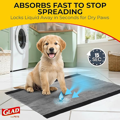 Glad for Pets Extra Large Charcoal Dog Training Pads, Absorbent Leak Proof Pee Pads for Dogs and Puppies, Odor Control Potty Pads with Activated Carbon, 28 x 30 Inches, 50 Count