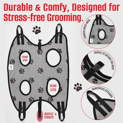 Chungie Cat Grooming Hammock for Cats – Cat Restraint for Nail Trimming with Pet Nail Clipper – Cat Sling for Grooming, Pet Hammock for Nail Cutting & Grooming Harness(Legs Spacing:6-9”/ Max W:20lb)