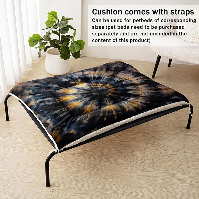 Dog Cat Bed Mat Ultra Soft Fluffy Pet Bed Washable Fashion Dog Crate Beds Comfy Comfy Pet Sleeping Pad Suitable for Pet Raised Bed(30"x26",Tie-Dye)