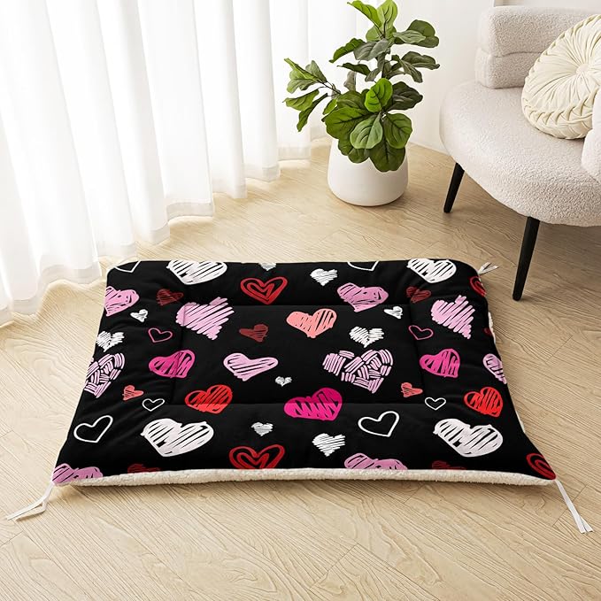 Dog Cat Bed Mat Ultra Soft Fluffy Pet Bed Washable Fashion Dog Crate Beds Comfy Comfy Pet Sleeping Pad Suitable for Pet Raised Bed(42"x32",Heart)