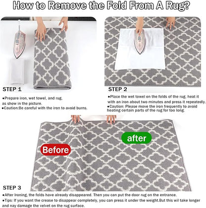 U'Artlines Long Runner Rug for Hallway 2×10feet Non Slip Kitchen Floor Carpet Runners Grey Geometric Pattern Machine Washable Area Rug for Entryway Bathroom