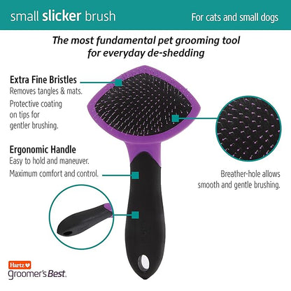 Hartz Groomer's Best Small Slicker Brush for Cats and Small Dogs,Black/Violet,(Pack of 2)