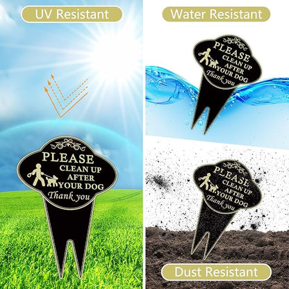 2 Pack Please Clean Up After Your Dog Sign, 10”x14” Double-Sided No Dog Poop Signs Heavy Duty Aluminum for Lawn Easy Install, Pick Up After Your Dog Sign with Integrated Stake for Yard, Outdoor Use