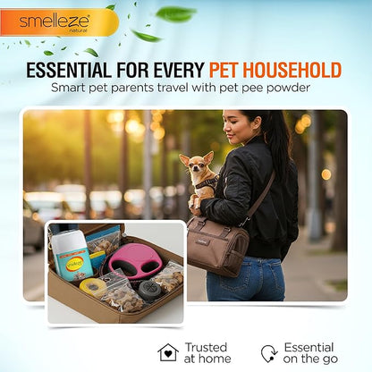 SMELLEZE Pet Pee Powder - Unscented Solidifier for Dog & Cat Accidents - 2lb Bottle - 360 Uses - No Dust, No Strong Smell, Instant Gel Cleanup