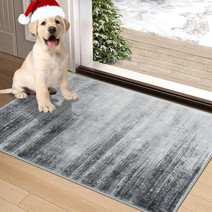 COMSLE Door Mat Soft Absorbent Indoor Front Entryway Rug Machine Washable Entrance Mats for Muddy Paws Non Slip Throw Rugs 24" x 48" Doormat for Inside Foyer Bedroom - Gray