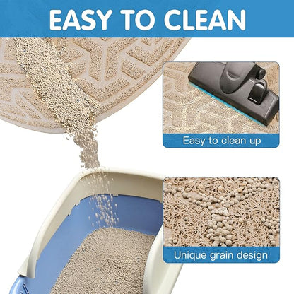 UPSKY Cat Litter Mat, Litter Trapping Mat Soft on Kitty Paws, Large Litter Box Mat 35" x 24" Scatter Control for Indoor Cats Waterproof and Extra Large Pretty Litters Carpet