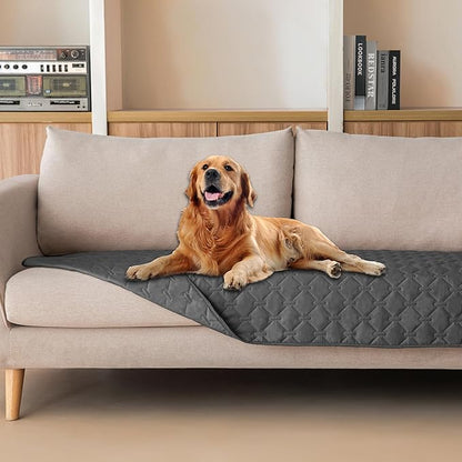 gogobunny 3X Stronger Waterproof Pet Blanket, Scratch Proof Furniture Protector for Dogs Cats, Reversible Cover 30x70 Inch, Dark Grey