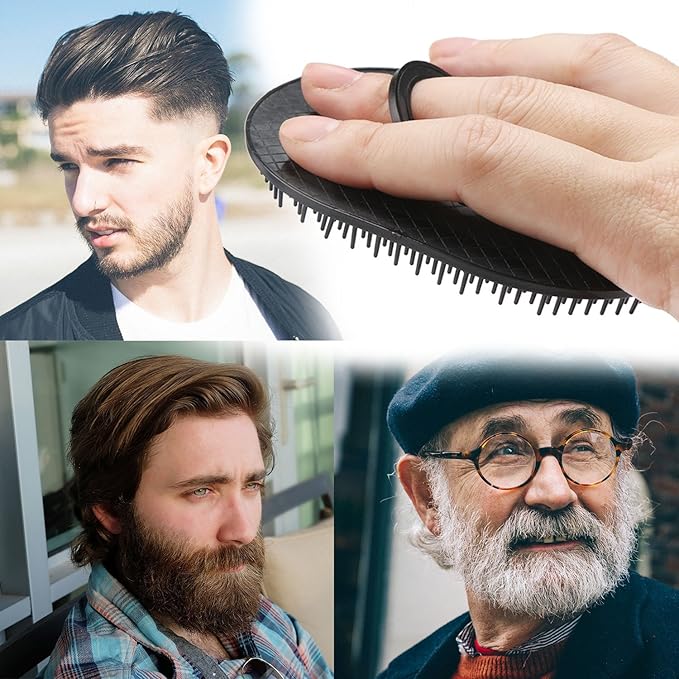 12pcs Palm Brush for Men, Segbeauty Portable Hair Brushes Plastic Beard Comb Shampoo Brushes Pocket Comb Scalp Massage Brush for Travel