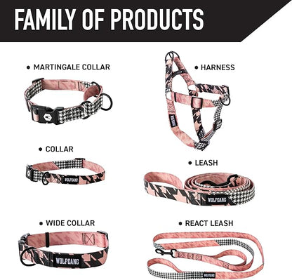 Wolfgang Heavy Duty, Adjustable Dog Collar with Quick Release Nylon Buckle for Walking & Training, HoundsPink Print, Large