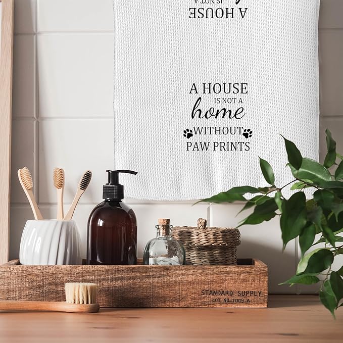 TNUW Dog Themed Gifts Kitchen Towels 16'24', Dogs Mom Gifts for Women, Dog Decorations for The Home, House Warming Gift New Home, Paw Prints Kitchen Tea Hand Towels