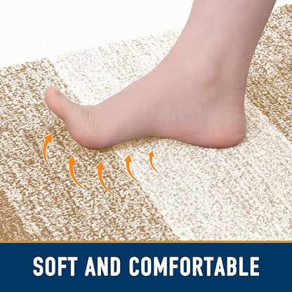 Smiry Dog Door Mat for Muddy Paws, Absorbs Moisture and Dirt, Low-Profile Entryway Mat with Non-Slip Backing, Entry Indoor Outdoor Doormat for Inside Floor (47x24 Inches, Beige, Striped)