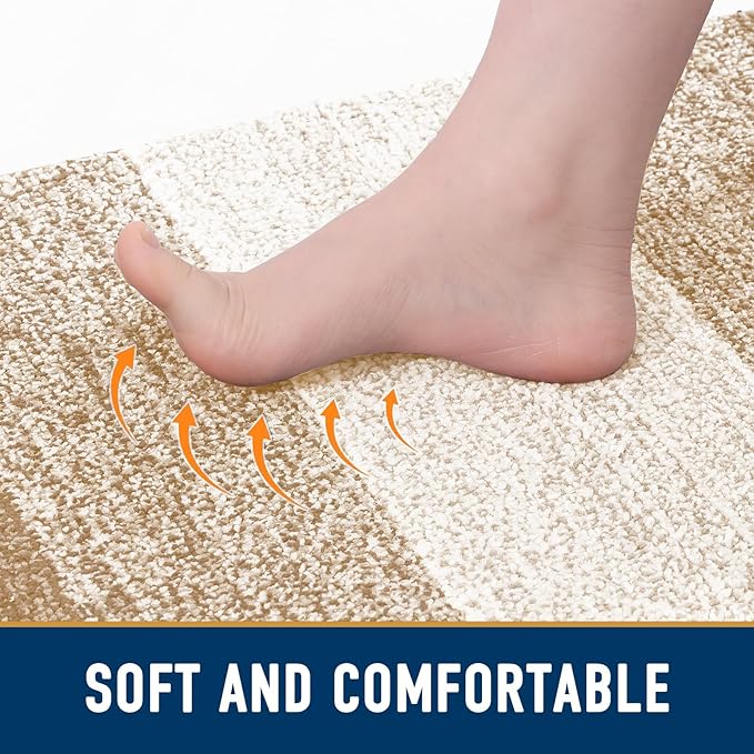 Smiry Dog Door Mat for Muddy Paws, Absorbs Moisture and Dirt, Low-Profile Entryway Mat with Non-Slip Backing, Entry Indoor Outdoor Doormat for Inside Floor (48x30 Inches, Beige, Striped)
