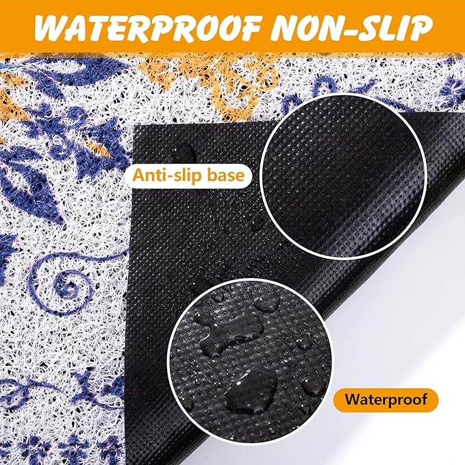 Cat Litter Mat, 28x20 in Litters Box Mat Waterproof Non-Slip Easy to Clean Washable Trapping Mat for Kitty