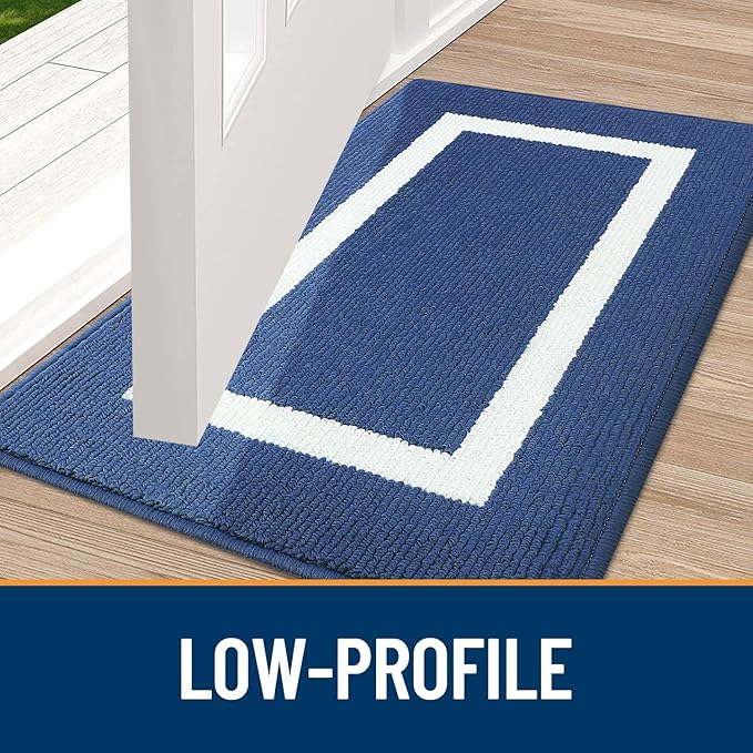 OLANLY Indoor Door Mat, 32x20, Non-Slip Absorbent Resist Dirt Entrance Mat, Washable Low-Profile Inside Entry Doormats for Entryway, Navy