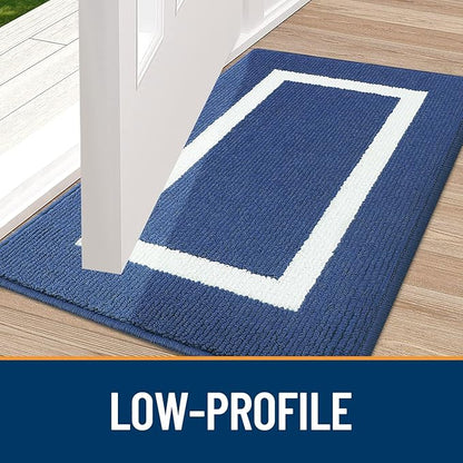 OLANLY Indoor Door Mat, 30x17, Non-Slip Absorbent Resist Dirt Entrance Mat, Washable Low-Profile Inside Entry Doormats for Entryway, Navy