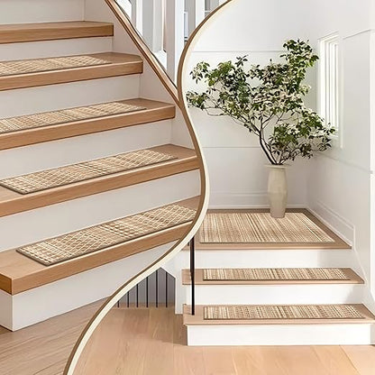 Non-Slip Carpet Stair Treads 7PCS, 8"x30" Peel and Stick Stair Runner for Wooden Steps Indoor, Washable Reusable Adhesive Backing, Pet-Friendly Safety Mats for Kids, Elders, Dogs