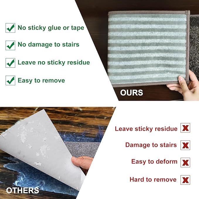 BEQHAUSE Stair Treads for Wooden Steps 28inX9in, Non Slip Carpet Stair Treads Indoor Stair Runners Machine Washable, Soft Stair Rugs Mat Surface Polyester TPE Backing, 4pcs, Brown