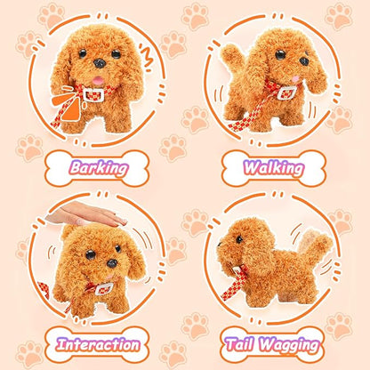 Tagitary Plush Toys Puppy Electronic Toy Dogs That Walk and Bark,Tail Wagging Fake Dog Interactive Dog Toy for Kids with Leash,Easter Christmas Birthday Gift for Toddlers Kids