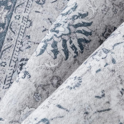 2x6 Runner Rug Blue Washable Hallway Vintage Carpet Kitchen Small Long Non Slip Stain Soft Resistant Low Pile Thin Boho Accent Indoor Throw Rug for Bedroom Laundry Living Room