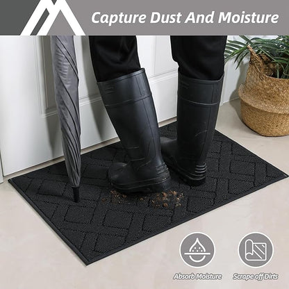 COSY HOMEER Door Mat Indoor Entrance, Non-Slip Absorbent Doormat for Front Door, Low-Profile Entryway Mat for Dirty Paws, Washable Dirt Trapper Mats (24"x36", Black)