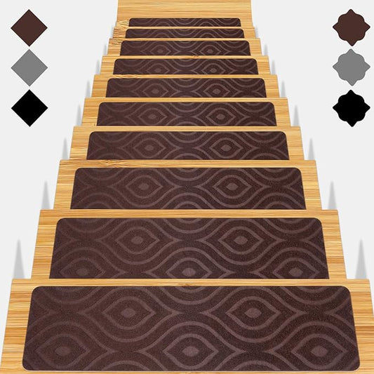 Stair Treads for Wooden Steps 15pcs - 8x30in Carpet Stairs Runner Indoor Non-Slip Stair Mats for Kids Elders and Pets