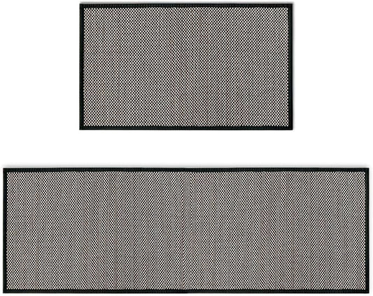 Artoid Mode Washable Non-Skid Kitchen Rugs and Mats Set of 2, Rubber Backing Home Decor Kitchen Mats for Floor Front of Sink Black - 17x29 and 17x47 Inch