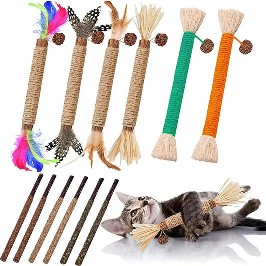 Cat Toys 12Pack Silvervine Chew Stick 12Pack Kitten Treat Catnip Toy Kitty Natural Stuff Catnip Matatabi for Cleaning Teeth Indoor Dental Snack Interactive