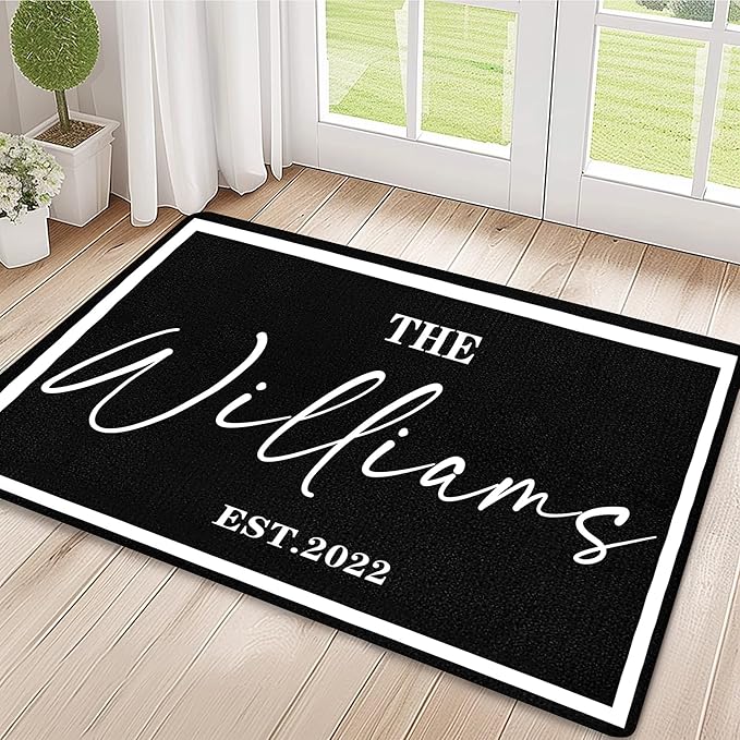 Custom Doormat with Family Name - Personalized Entryway Door Mat Front Door Mat for Outdoor Decor Entrance Mat Housewarming Gift with Anti-Slip Backing Design02
