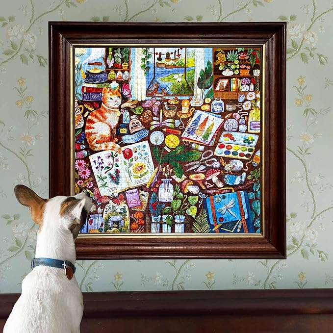 eeBoo 1000 Piece Puzzle - Naturalist’s Cat Jigsaw Puzzle for Adults, Square 23" x 23" Made with Recycled Board & Vegetable-Based Ink
