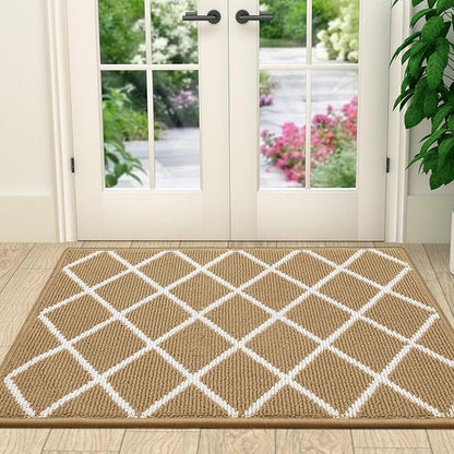 Finchitty Indoor Door Mat, Dirt Resistant and Absorbent, Low-Profile, Non-Slip, Washable Inside Floor Mats for Front Door, Back, and Entrance, 48" x 32", Beige
