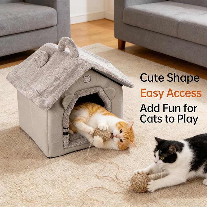 Indoor Cat House, Dog Tent for Indoor, Covered Dog Bed Pet House with Non-Slip Bottom, Indoor Cozy Cave for Kitten, Puppy & Small Pets