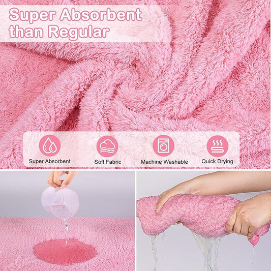 Bienbee Soft Dog Bathrobe，Super Absorbent & Quick-Drying Dog Robe with Hood, Cozy Drying Coat for After Bath, Pink XL