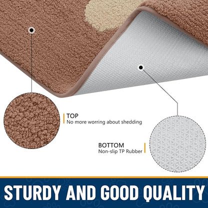 Smiry Dog Door Mat for Muddy Paws, Absorbs Moisture and Dirt, Low-Profile Entryway Mat with Non-Slip Backing, Entry Indoor Outdoor Doormat for Inside Floor (36x24 Inches, Camel, Paw)