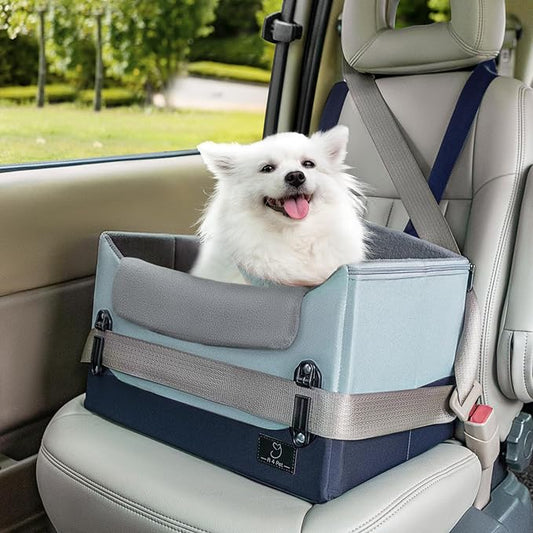 Upgraded Dog Car Seats for Small Dogs Under 25lbs – Safety Booster Seat with Patent Buckles, Adjustable Leash, for Travel, Cars, SUV, Pickup – A4Pet Pet Bed for Puppy & Cat