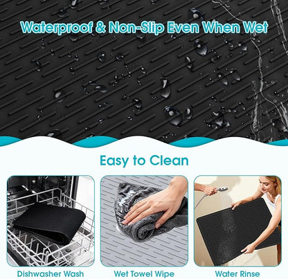 Dog Grooming Table Mat, (19.9 x 27.8 inch) Dog Grooming Table Mat Pad Non-Slip, Pet Grooming Table Mat for Grooming Dogs at Home, Pet Groomers Table Mat, Easy-Clean Durability (Dark Grey)