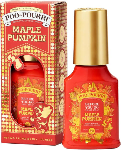 Poo~Pourri Maple Pumpkin 2oz Before-You-Go Toilet Spray - Instantly Trap Bathroom Odor - Plant Based Ingredients & Essential Oils - No synthetic fragrance - Maple, Pumpkin, and Smoked Vanilla Scent