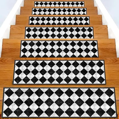 Non-Slip Carpet Stair Treads 7PCS, 8"x30" Peel and Stick Stair Runner for Wooden Steps Indoor, Washable Reusable Adhesive Backing, Pet-Friendly Safety Mats for Kids, Elders, Dogs