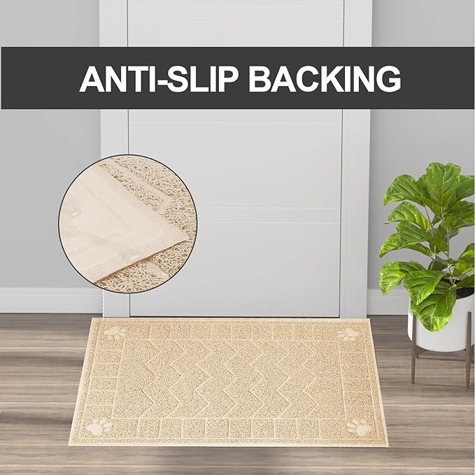 Cat Litter Mat, Litter Trapping Mat Soft on Kitty Paws, 35" x 24" Kitten Litter Box Mat for Cleaner Floors, Waterproof, Easy Clean, Durable Large Size Cat Litter Pad for Kitten.