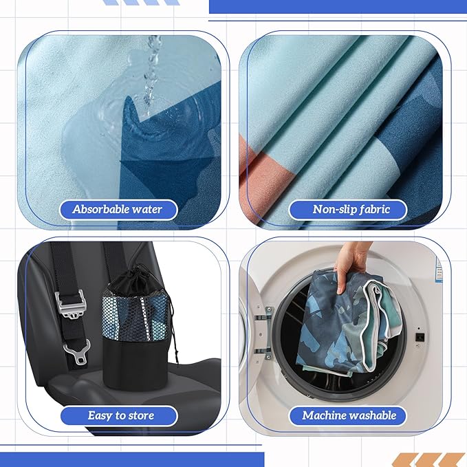 2 Pack Car Seat Towel Cover and Athletic Running Towel with Storage Bags, Sweat Washable Gym Seat Protector Non Slip for Dog Pet Workout Running Outdoor Sport Activities(Sasquatch)