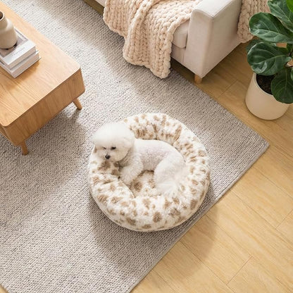 Avont Donut Dog Bed, Round Calming Pet Bed for Small and Medium Puppy Cats, with Removable Cover, Circle-Shaped, Anti-Anxiety, Cozy & Washable -XS