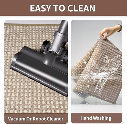 Kitchen Mat Kitchen Rugs Sets of 2 PCS Non Slip Washable, Super Absorbent Soft Braided Kitchen Mats for Floor, Rubber Backing Comfort Standing Kitchen Sink Mat Runner Rug, Brown 17"x28"+17"x47"