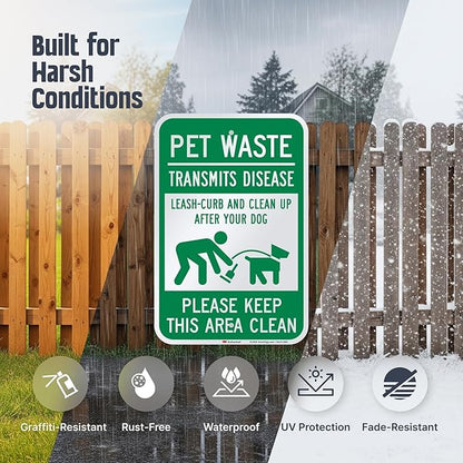 SmartSign "Pet Waste Transmits Disease - Clean Up After Your Dog" Sign | 12" x 18" 3M Engineer Grade Reflective Aluminum