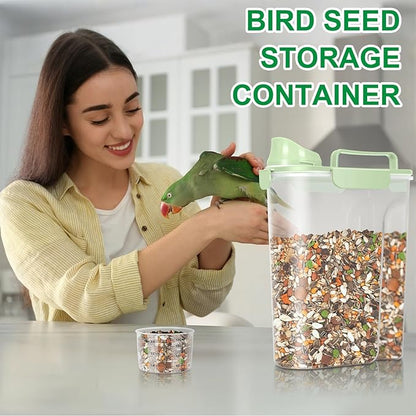 TBMax Cat Dog Food Storage Container 5 to 7 lbs, Secondary Pet Food Storage Beyond a Large Dog Food Bin for Daily Use, Easy-Pouring Bird Seed Dispenser, Travel Kibble Container for Outdoor-Light Green