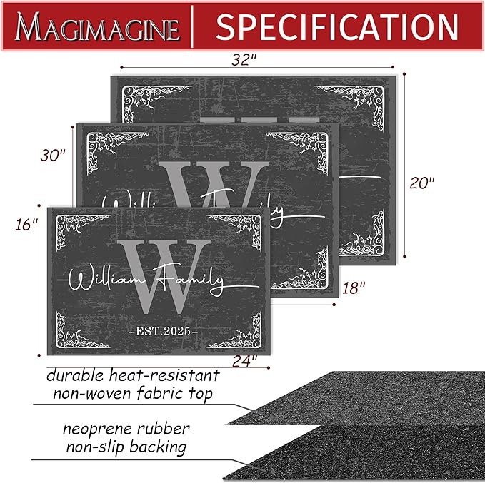 Custom Doormat with Family Name Retro Personalized Entryway Door Mat Front Door Mat for Outdoor Decor Entrance Mat Customised Rug Christmas Housewarming Gift with Anti-Slip Backing