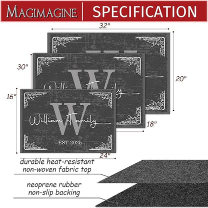 Custom Doormat with Family Name Retro Personalized Entryway Door Mat Front Door Mat for Outdoor Decor Entrance Mat Customised Rug Christmas Housewarming Gift with Anti-Slip Backing