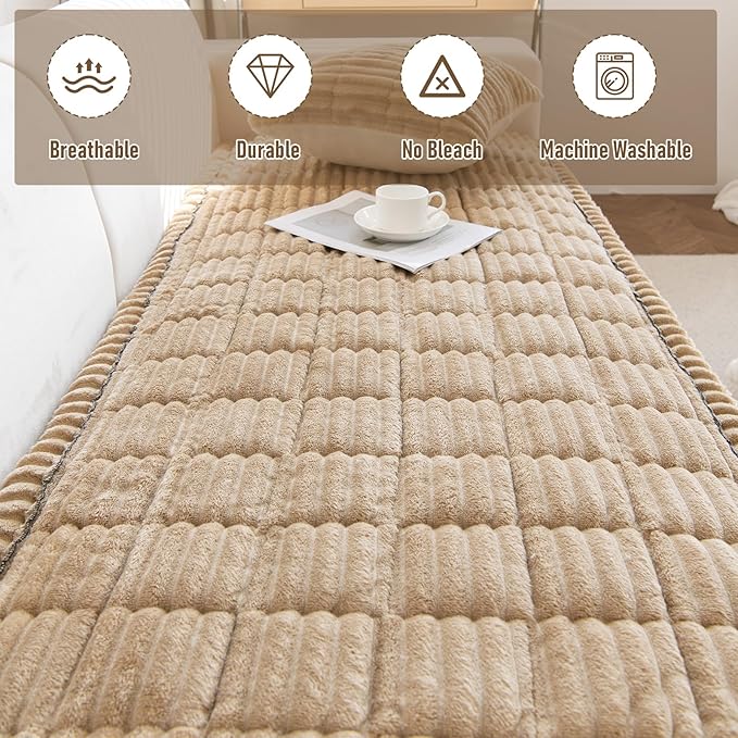 LiveGo Pet Couch Cover Dogs Washable Non-Slip Couch Protector Pet Friendly Dog Mat for Couches and Sofas (Milky Coffee, 90x160 cm / 35.4x63 in)
